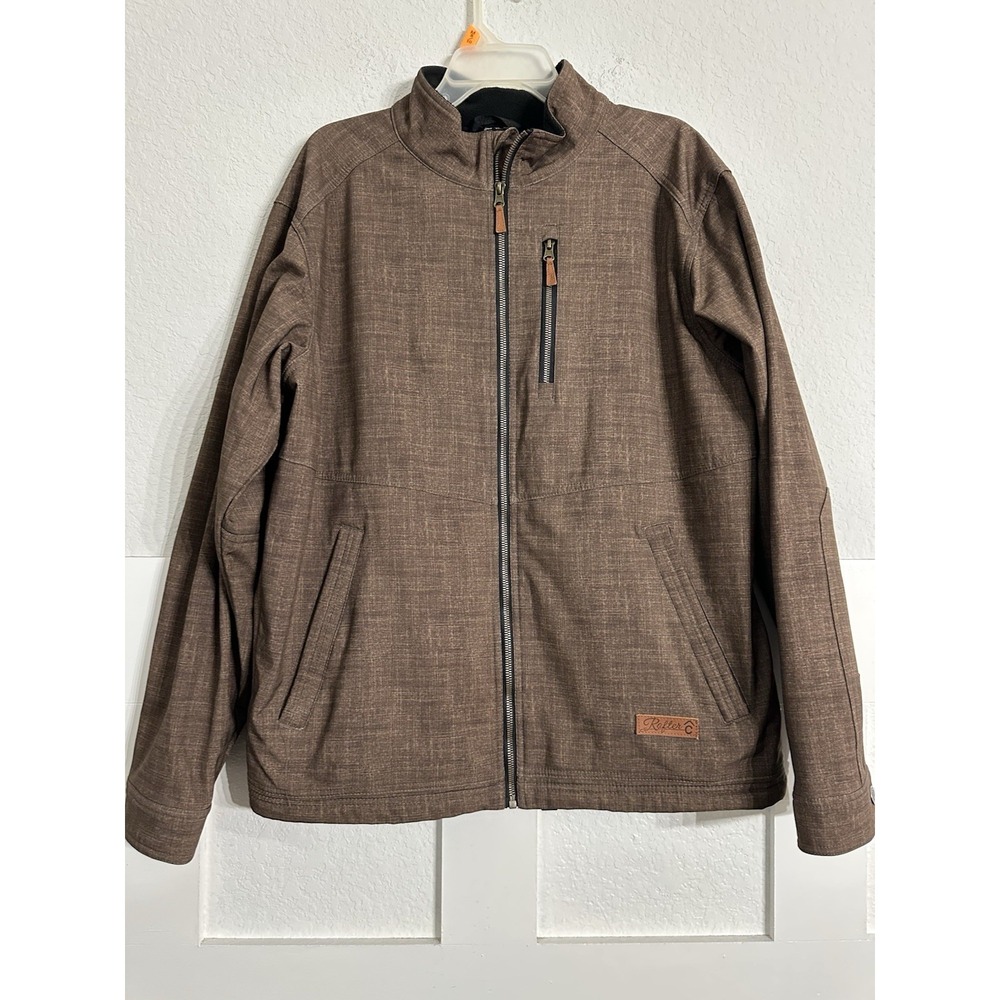 RAFTER C Men's Bonded Zip-Up Jacket Fleece-Lined Taupe Brown Size L